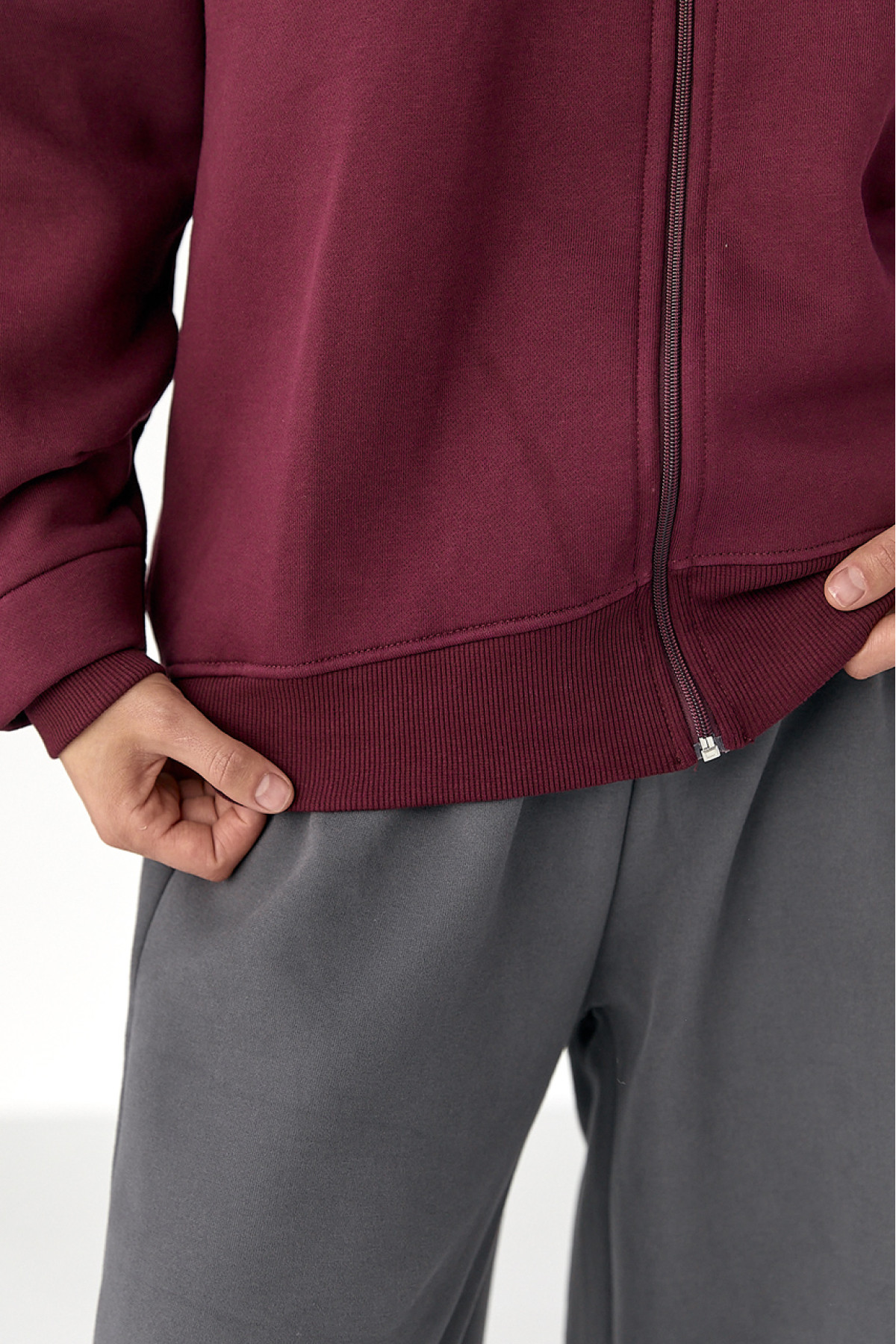 Утеплене худі на блискавці  бордо колір