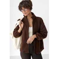 Флісова кофта на блискавці  коричневий колір