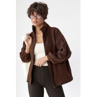 Флісова кофта на блискавці  коричневий колір