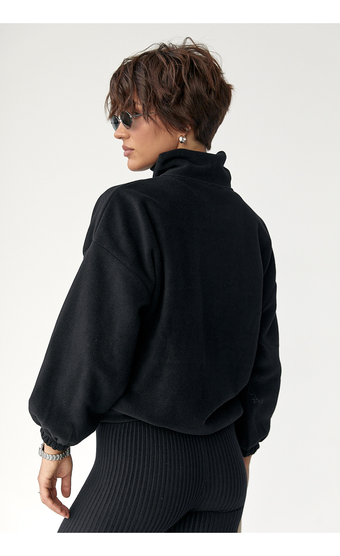 Флісова кофта на блискавці  чорний колір