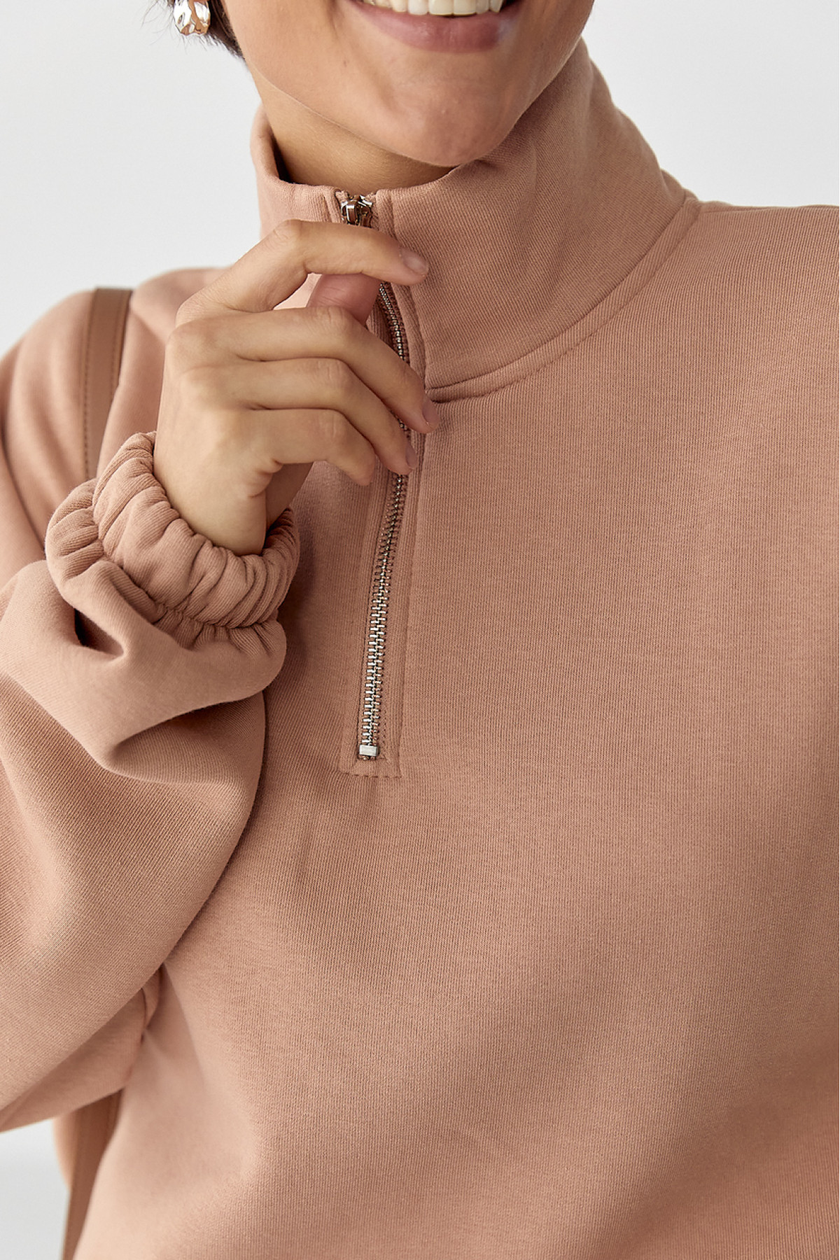 Однотонний спортивний світшот з начосом  світлокоричневий колір