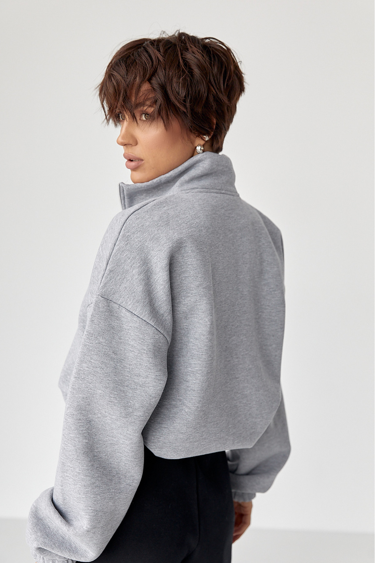 Однотонний спортивний світшот з начосом  світлосірий колір