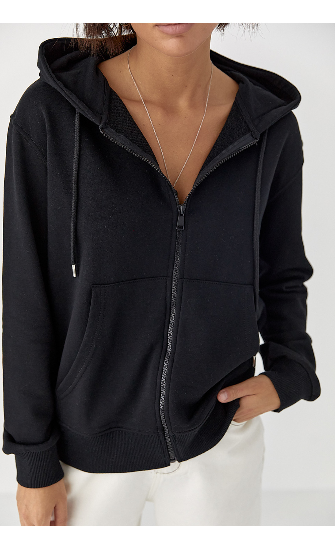 Жіноче худі на блискавці  чорний колір