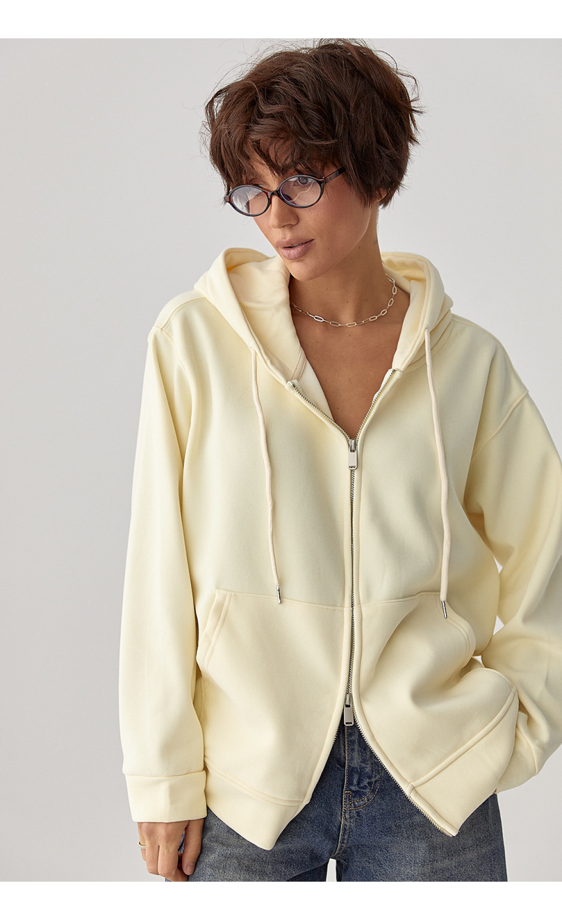 Тепле жіноче худі з начісом  лимонний колір