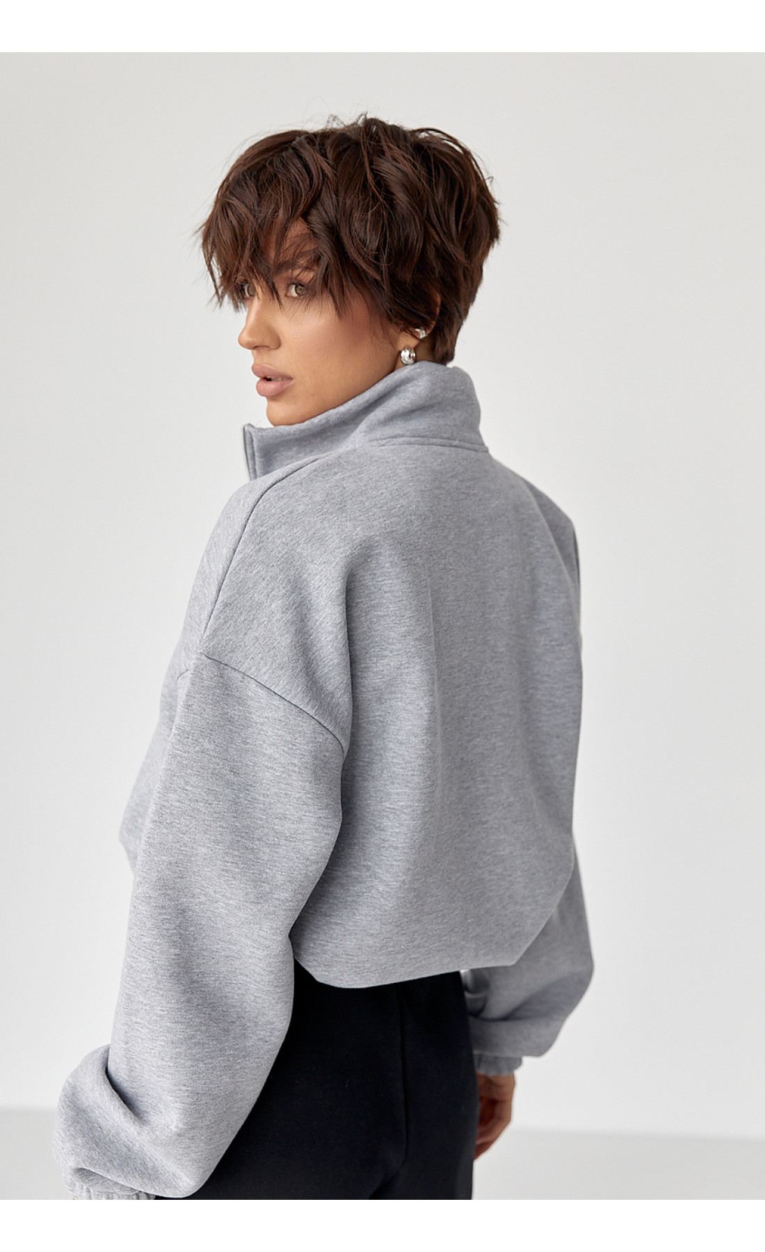 Однотонний спортивний світшот з начосом  світлосірий колір