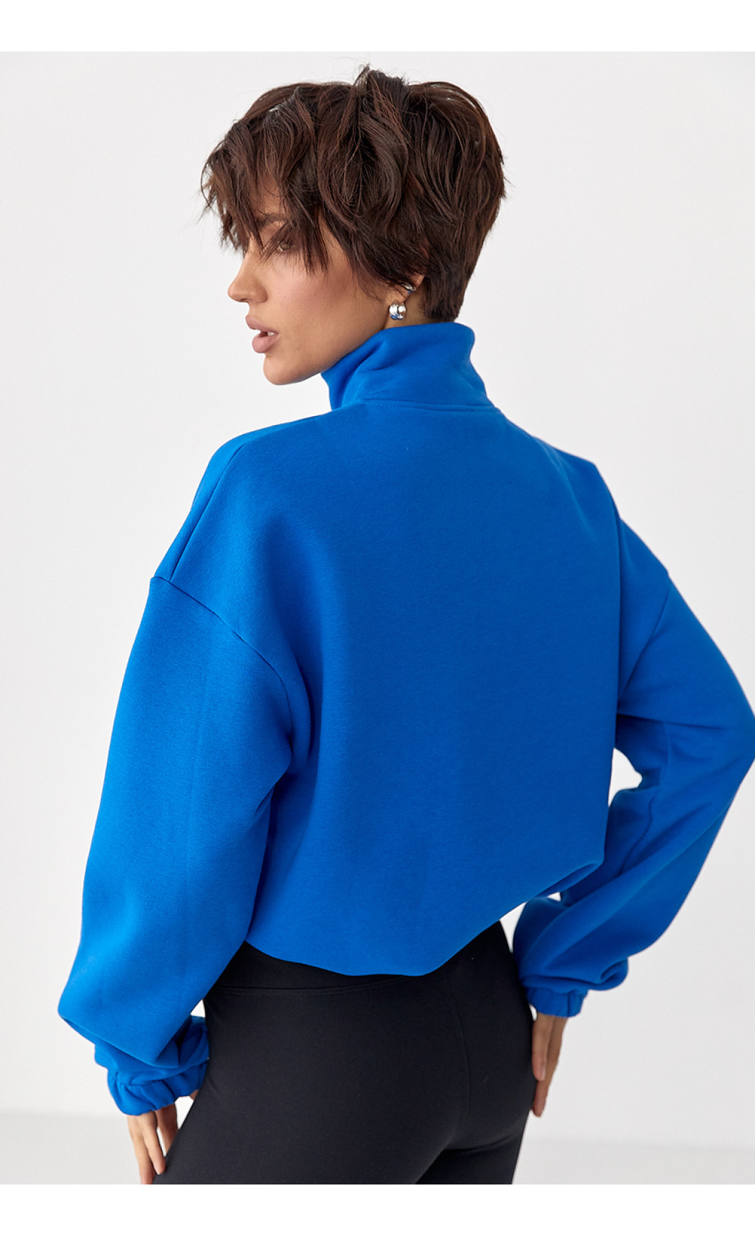 Однотонний спортивний світшот з начосом  синій колір