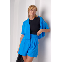 Літній жіночий костюм з жакетом та шортами  блакитний колір