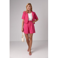 Літній жіночий костюм з жакетом та шортами  фуксія колір