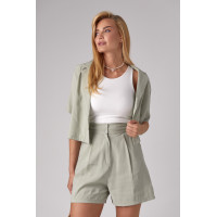 Літній жіночий костюм з жакетом та шортами  м'ятний колір