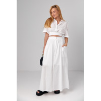 Літній спідничний костюм на гудзиках  білий колір