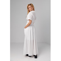 Літній спідничний костюм на гудзиках  білий колір