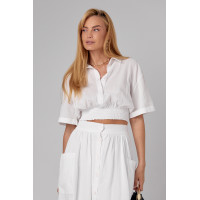 Літній спідничний костюм на гудзиках  білий колір