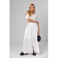 Літній спідничний костюм на гудзиках  білий колір