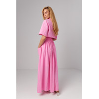 Літній спідничний костюм на гудзиках  рожевий колір