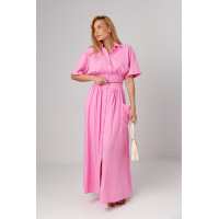 Літній спідничний костюм на гудзиках  рожевий колір