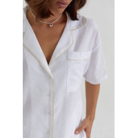 Літній костюм із шортами на зав'язках та сорочкою  молочний колір