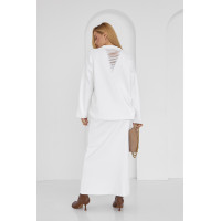 Жіночий спідничний костюм з оригінальним декором  молочний колір