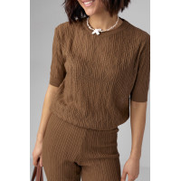 Жіночий костюм з ажурної в'язки  коричневий колір