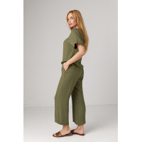 Літній костюм з брюками та футболкою  зелений колір