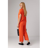 Літній костюм з брюками та футболкою  помаранчевий колір