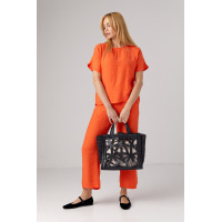 Літній костюм з брюками та футболкою  помаранчевий колір