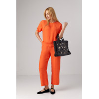 Літній костюм з брюками та футболкою  помаранчевий колір