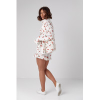 Жіночий костюмтрійка прикрашений вишнями  молочний колір