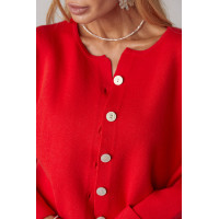 В'язаний костюмтрійка з кардиганом спідницею та топом  червоний колір