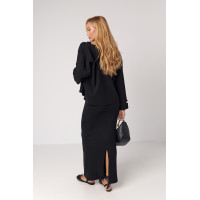 В'язаний костюмтрійка з кардиганом спідницею та топом  чорний колір