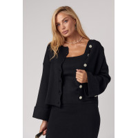 В'язаний костюмтрійка з кардиганом спідницею та топом  чорний колір