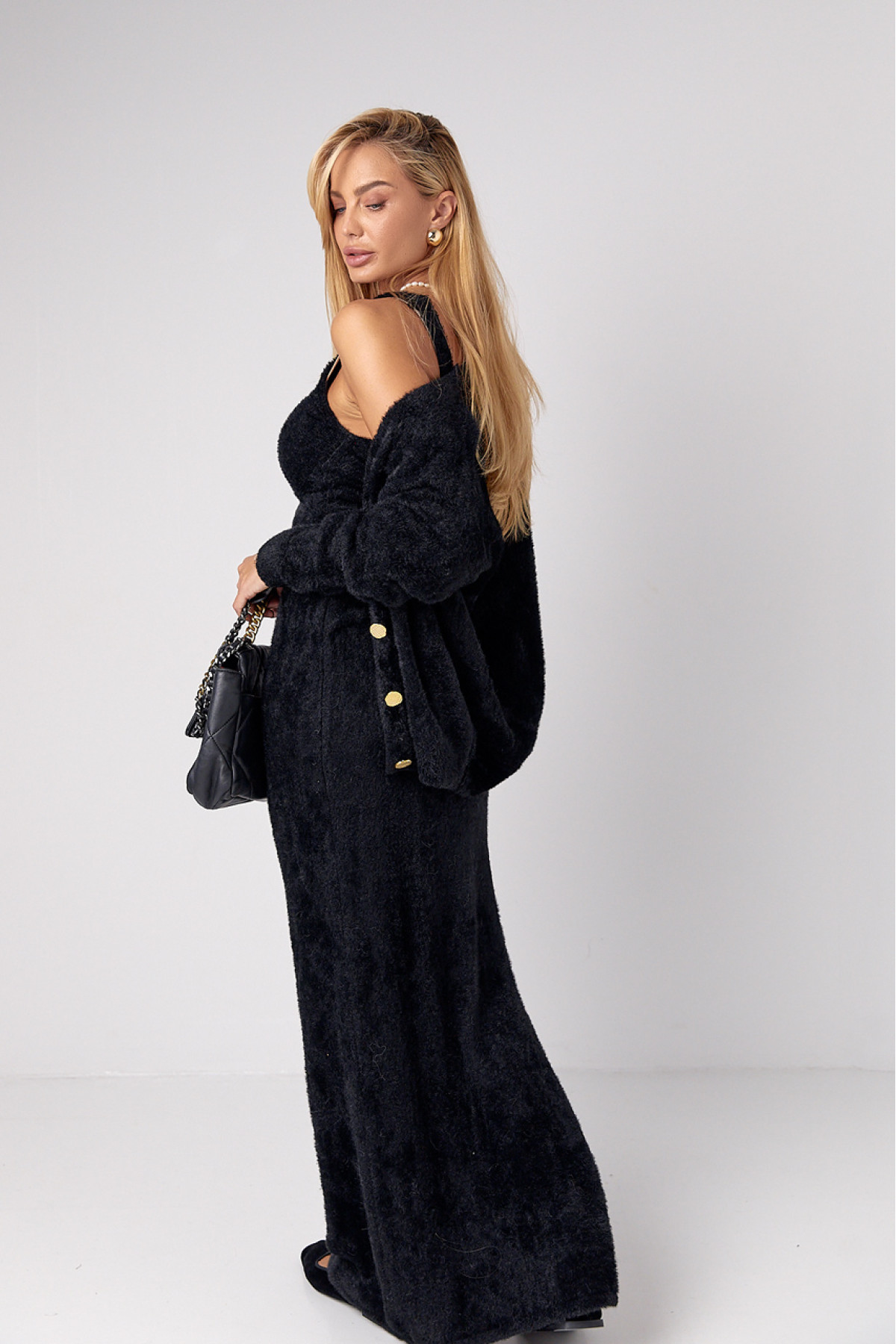 Жіночий костюмтрійка з альпаки  чорний колір