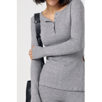 Костюм зі штанами кльош і кофтинкою на ґудзиках  сірий колір