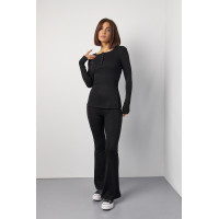 Костюм зі штанами кльош і кофтинкою на ґудзиках  чорний колір