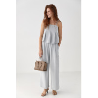 Літній костюм зі штанами та топом на бретелях  сірий колір