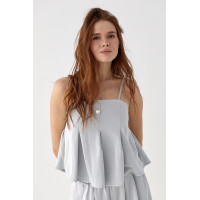 Літній костюм зі штанами та топом на бретелях  сірий колір