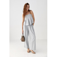 Літній костюм зі штанами та топом на бретелях  сірий колір