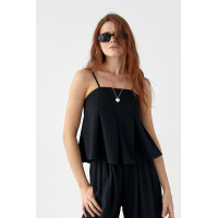 Літній костюм зі штанами та топом на бретелях  чорний колір