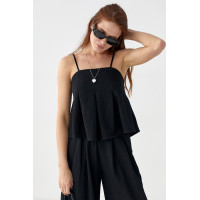 Літній костюм зі штанами та топом на бретелях  чорний колір