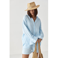 Мусліновий костюм із сорочкою і шортами  блакитний колір