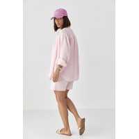 Мусліновий костюм із сорочкою і шортами  рожевий колір