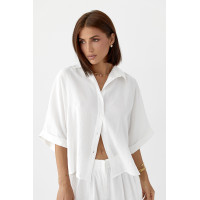 Костюм вільного крою із шортами та сорочкою  білий колір