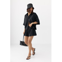 Костюм вільного крою із шортами та сорочкою  чорний колір