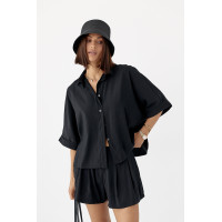 Костюм вільного крою із шортами та сорочкою  чорний колір