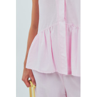 Класичний костюм із жилеткою з оборками та штанами  рожевий колір