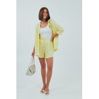 Однотонний костюм із сорочкою та шортами  лимонний колір