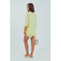 Однотонний костюм із сорочкою та шортами  лимонний колір