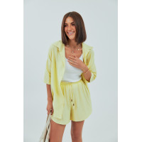 Однотонний костюм із сорочкою та шортами  лимонний колір