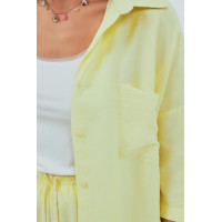 Однотонний костюм із сорочкою та шортами  лимонний колір