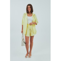 Однотонний костюм із сорочкою та шортами  лимонний колір