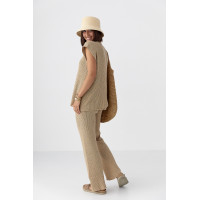 Літній в'язаний костюм із футболкою та штанами  меланж колір